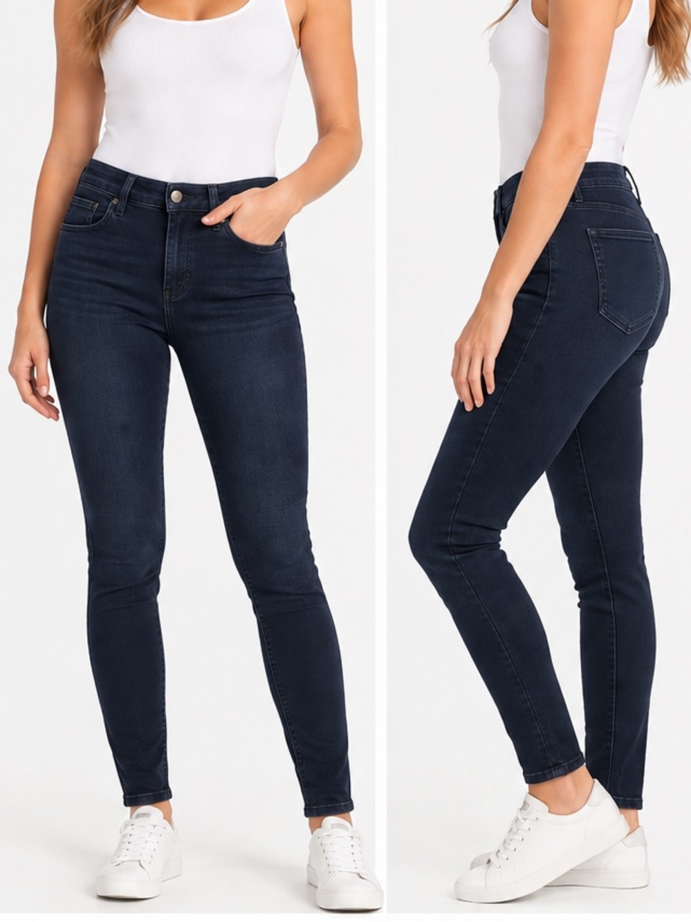 PAIGE Skyline Skinny Jeans Size 27 Deep Navy Blue Stretch Denim